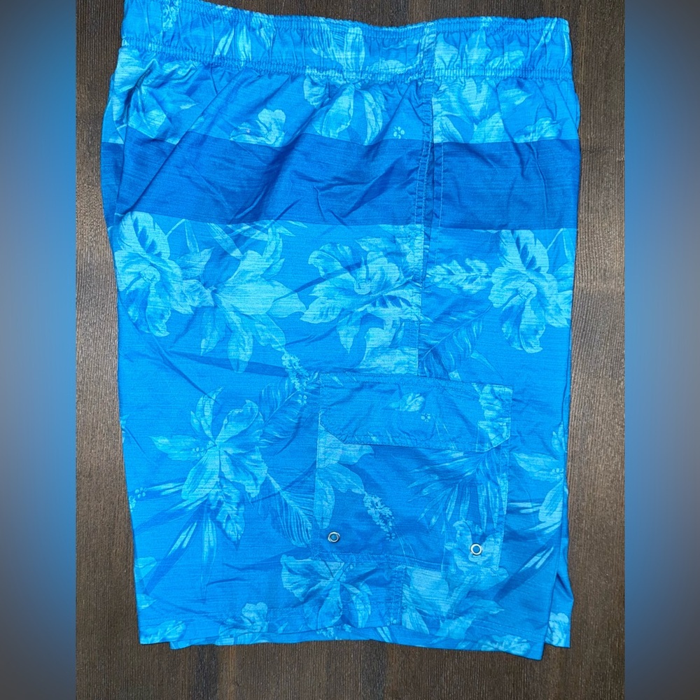 Croft & Barrow Blue Floral Men's Swim Shorts Size XXL